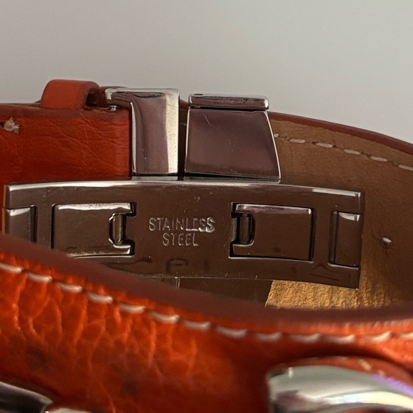 Dimacci Orange Leather Bracelet with a Silver Bit - Picture 4 of 4